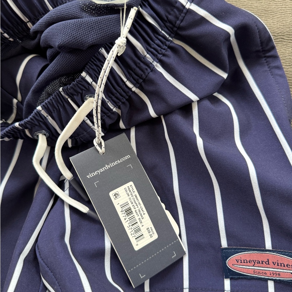 Vineyard Vines Blue and White Striped Swim Shorts for toddler boy